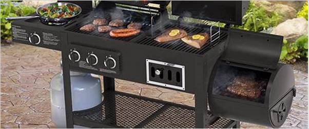 outdoor smoker grill combo